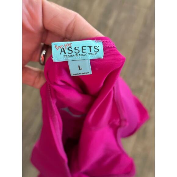 SPANX Women's Pink Assets Halter Glamour Ruffle One Piece Swimsuit Size Large - Picture 5 of 6